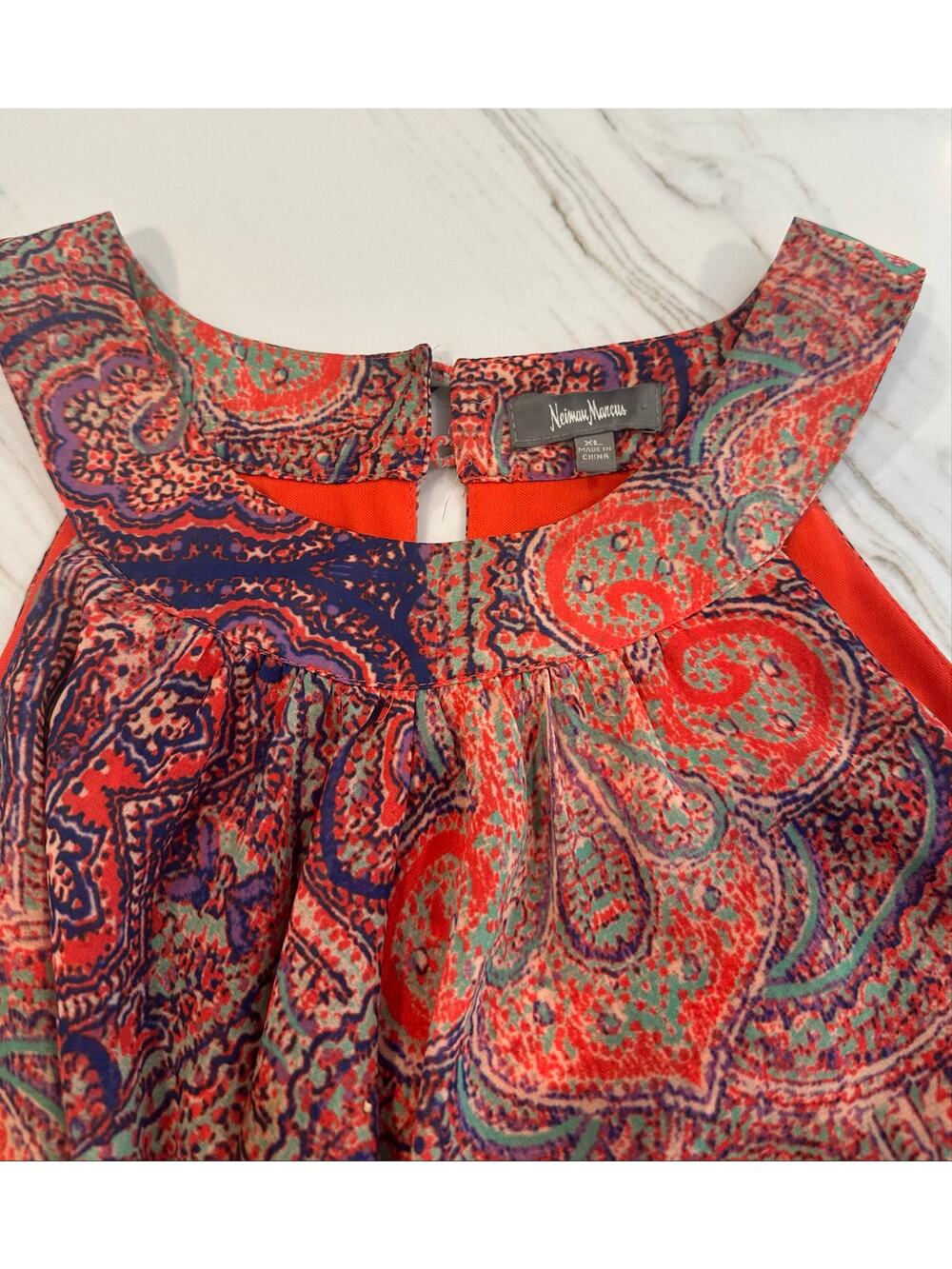 Neiman Marcus Paisley Chiffon High-Low Dress/Tunic – Size XL